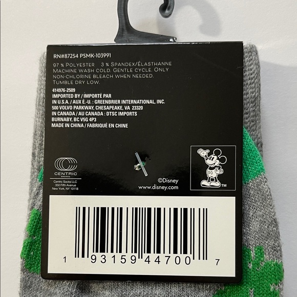 Disney Mickey Mouse Gray and Green Lucky Socks for St Patrick’s Day - Picture 5 of 5